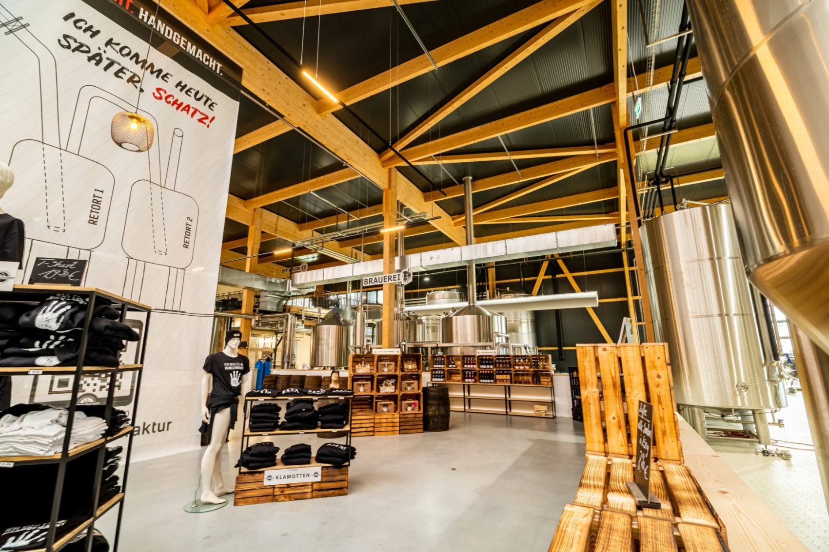 Timber brewery taproom interior