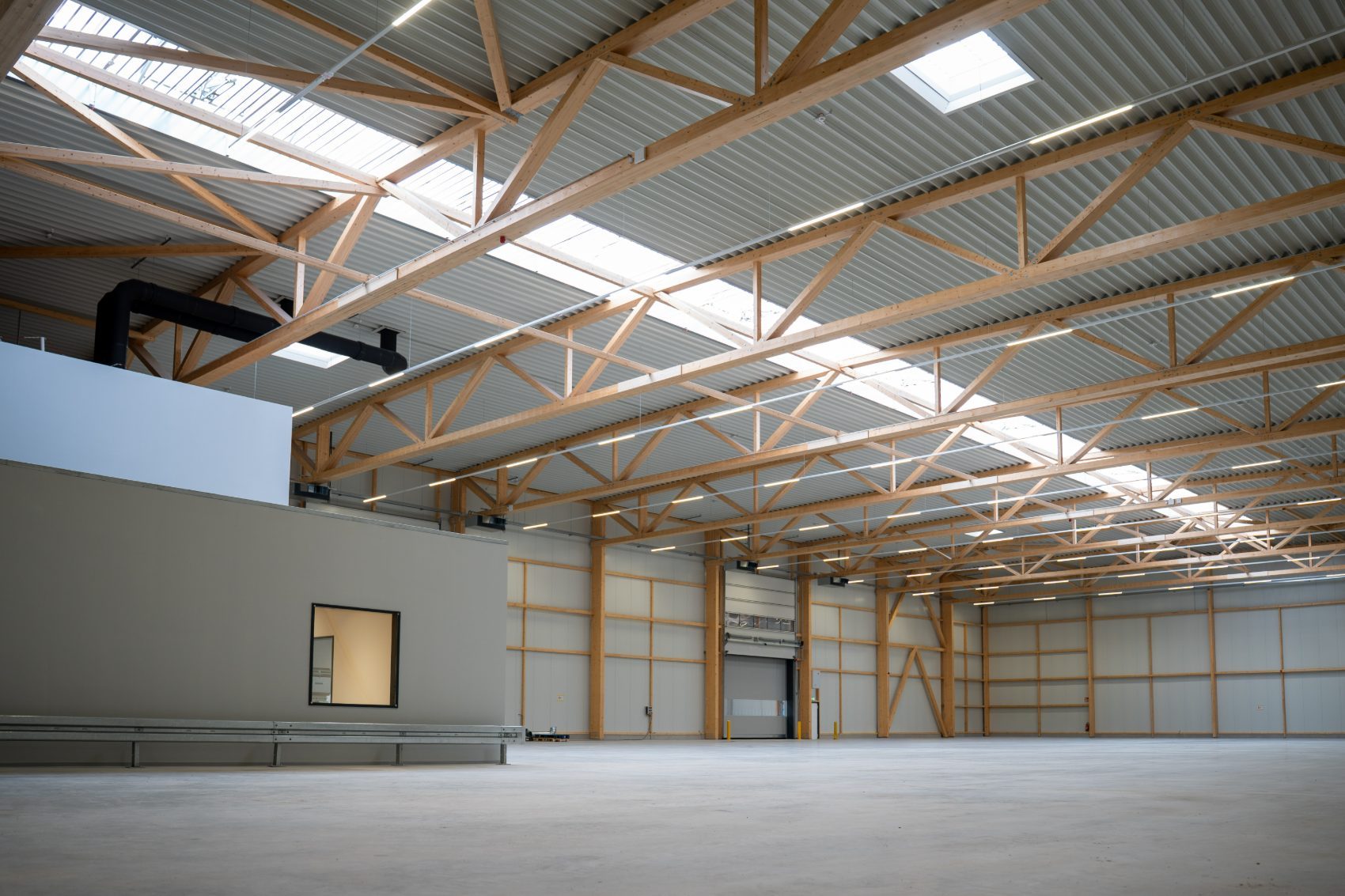 Finished timber production hall interior