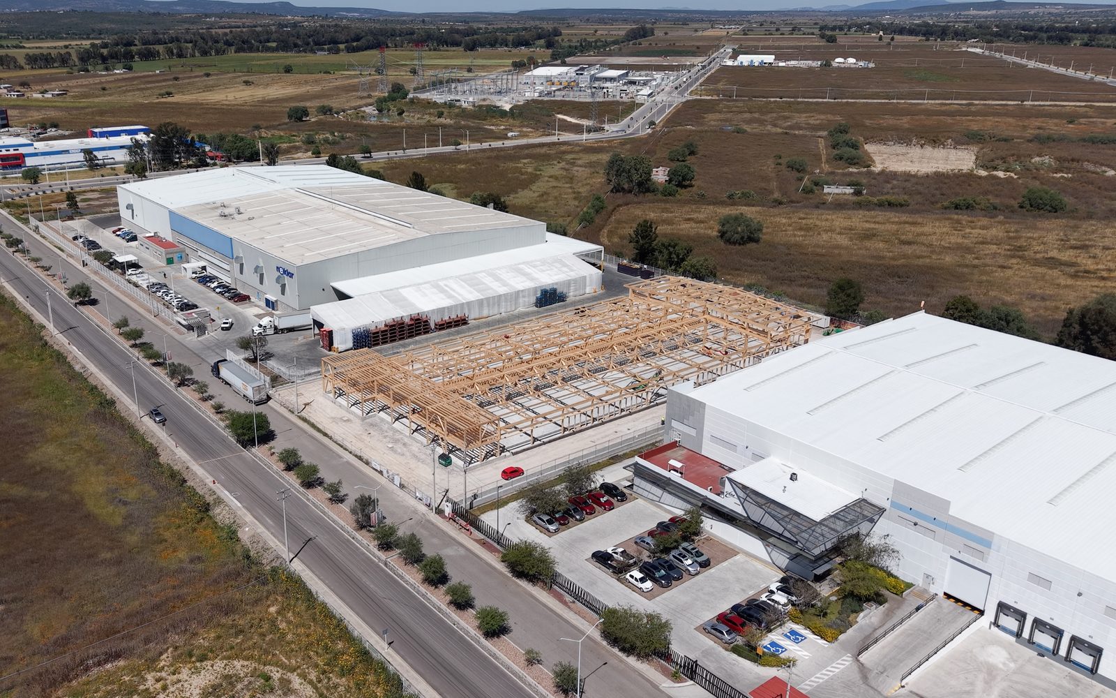 Aerial view of the North American timber project site