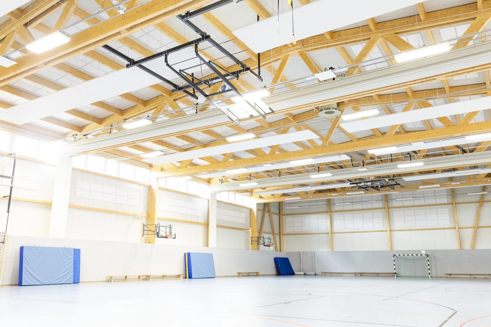 Clear-span timber sports hall